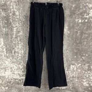 Ci Sono Size M Linen Blend Smocked Waist Wide Leg Casual Pants Black Womens